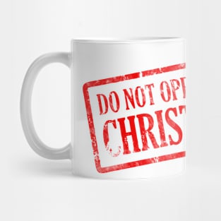 Santa Do Not Open Tag Christmas Stamps Funny Xmas Matching Mug